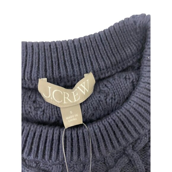 J. Crew Womens Pullover Sweater Small S Navy Blue Cable Knit chunky BM302 NWT - Picture 3 of 13